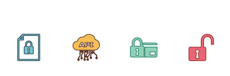 set document and lock cloud api interface credit vector image