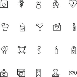 love and romance line icons 4 vector