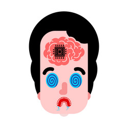 neuralink chip in brain microchip head vector image
