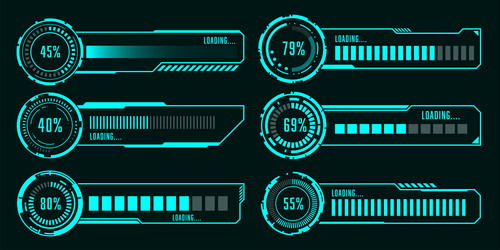 set of modern loading progress bar hud user vector image