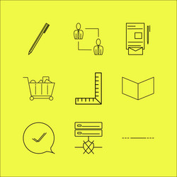 web linear icon set simple outline icons vector image