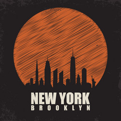 Brooklyn City Skyline T-Shirt Print Vector Image