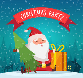 christmas party background with santa and present Vector Image