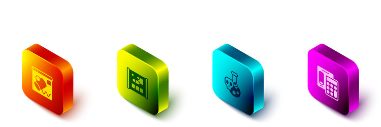 Set isometric data visualisation graphing paper vector