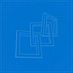 Three rectangular 3d frames blueprint vector