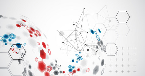 abstract hexagon background with plexus effect vector image
