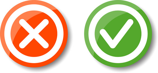Check Mark and Cross Icons Set vector image