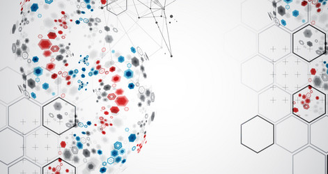 abstract hexagon background with plexus effect vector image