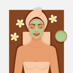 spa therapy girl with green facial mask vector