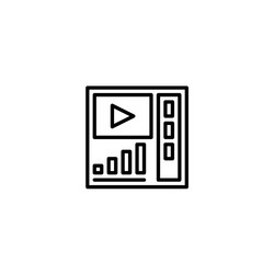 video manager dashboard icon with line style vector