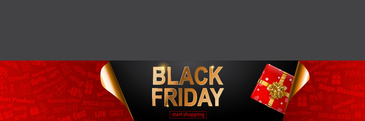 black friday sale banner with curled paper corners vector