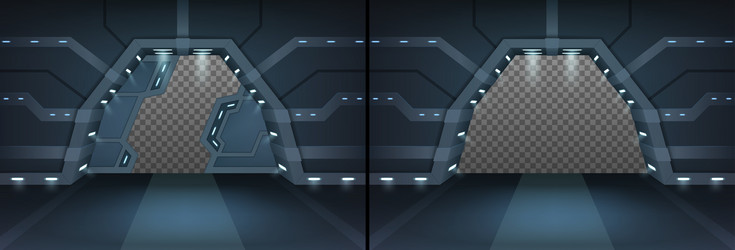 Futuristic sliding doors in spaceship vector