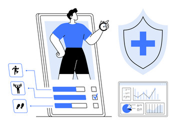 health tracking app interface with fitness metrics vector image