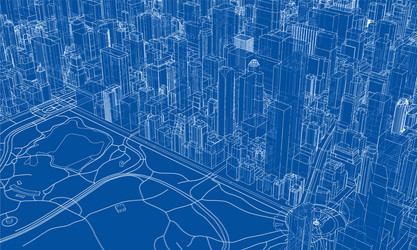 outline city concept wire-frame style vector