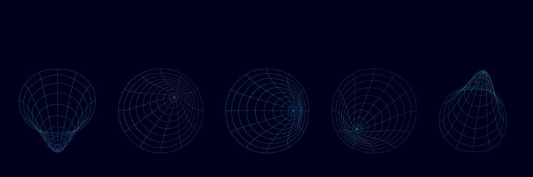 Abstract retro wireframe shapes set of 3d vector