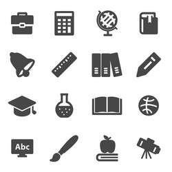 Black education icons set vector