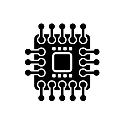 Computer microchip icon chip processor sign vector