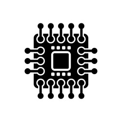 computer microchip icon chip processor sign vector