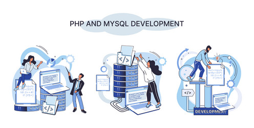 php and mysql development software website vector image