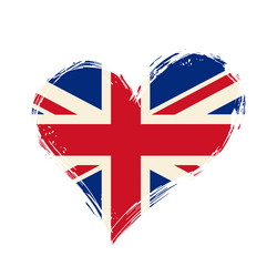 british flag heart-shaped grunge background vector