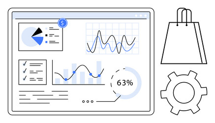 dashboard with charts and graphs for business vector image