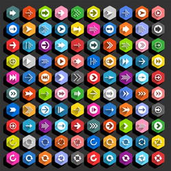 Flat arrow icon hexagon web button vector