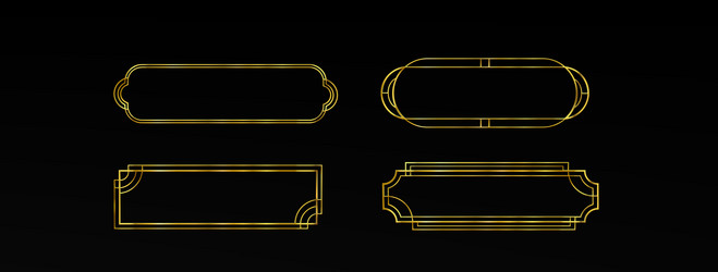 game ui long button with thin gold frame vector image