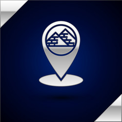 Silver map pointer with egypt pyramids icon vector