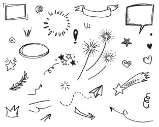 hand drawn set elements for concept design vector image