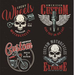 Motorcycle Repair & Custom Skull Logos Vector Image