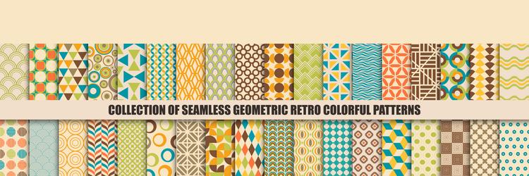 collection of retro color seamless patterns vector image