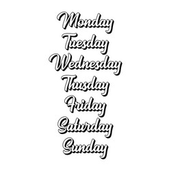 Handwritten Days Of The Week: Monday, Tuesday, Wednesday, Thursday, Friday,  Saturday, Sunday Isolated On White Background. Black Ink Calligraphy Words  Framed. Vector Illustration With Hand Lettering. Royalty Free SVG,  Cliparts, Vectors, and