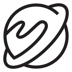 planet icon space body with ring in linear style vector image