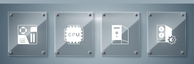 set case of computer processor with cpu vector