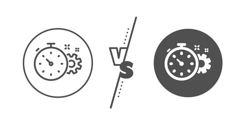 cogwheel with timer line icon engineering tool vector image