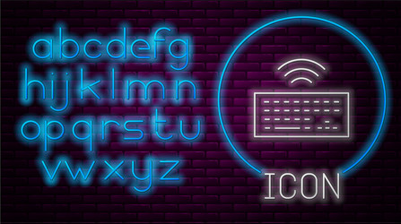 glowing neon line wireless computer keyboard icon vector image
