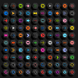flat arrow icon hexagon web button vector image