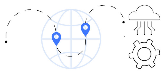 global data connection with cloud integration vector image