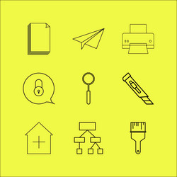 web linear icon set simple outline icons vector image