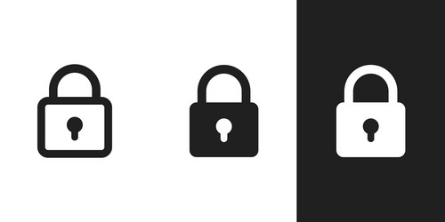 flat simple lock padlock icon in 3 form background vector image