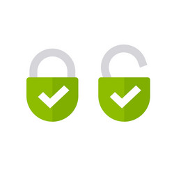 Lock and Padlock Icons - Open & Closed vector image
