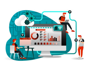 sharing file for remote worker flat of concepts vector image