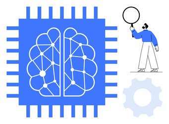 artificial intelligence concept with brain network vector image
