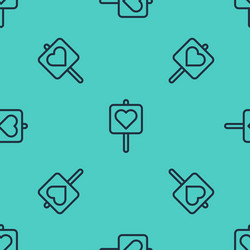 black line map pointer with heart icon isolated vector image