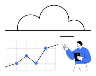 data analyst explaining growth chart with cloud vector image