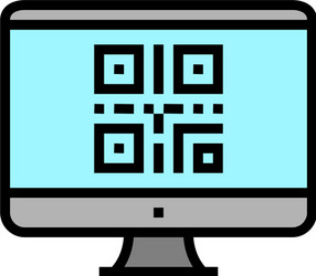 qr code on computer screen color icon vector image