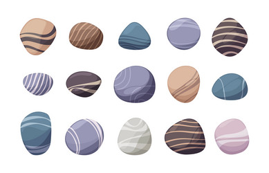 river stones colorful rounded pebbles in various vector