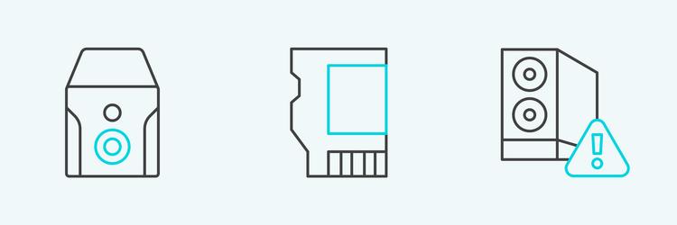 set line case of computer uninterruptible power vector image