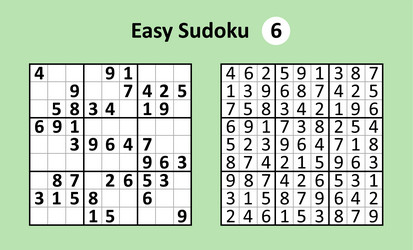 sudoku game with answers easy complexity simple vector image