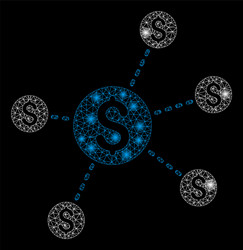 Bright mesh carcass dollar network nodes vector